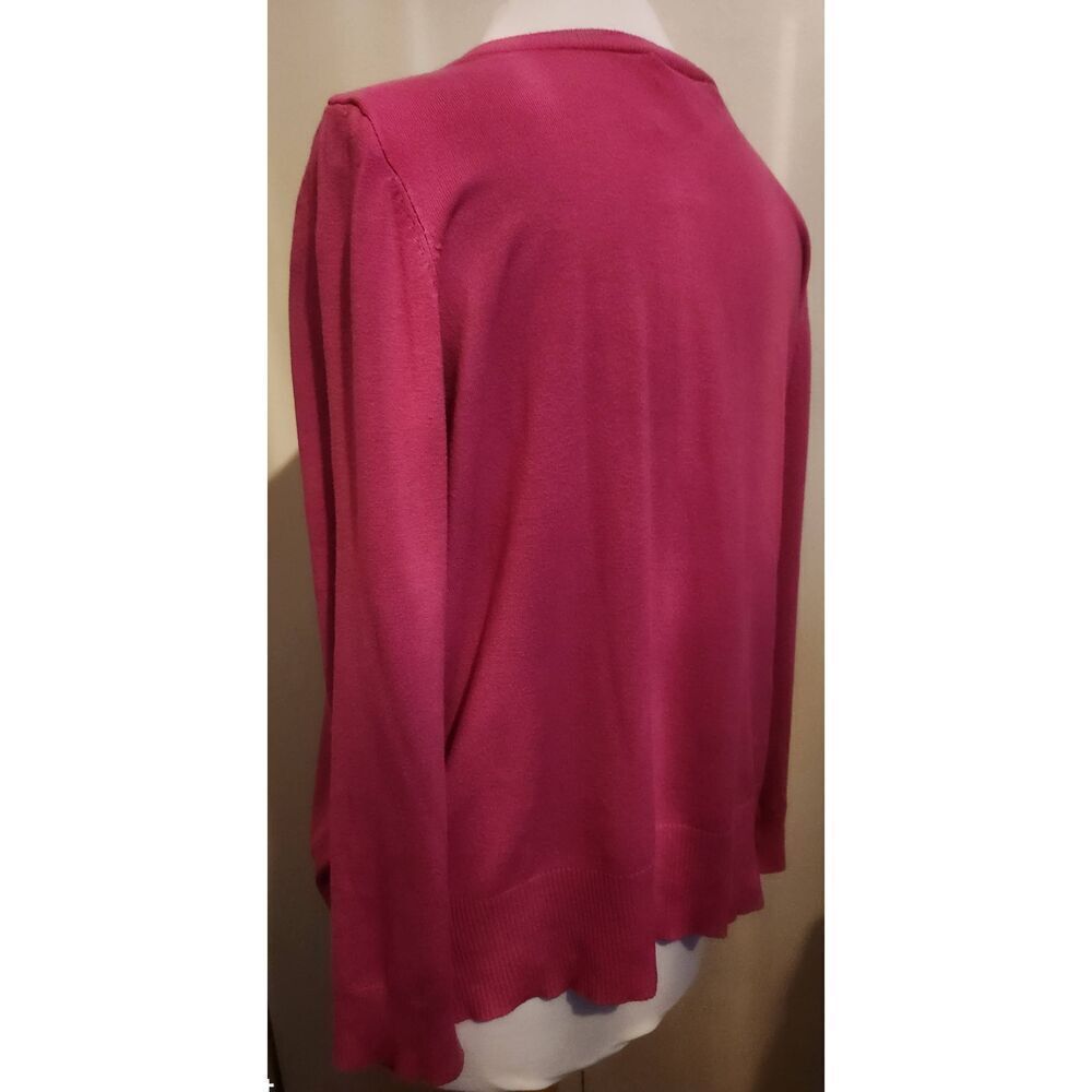 C13 Fashion Bug hot pink button-down crew neck long sleeved sweater - Picture 6 of 10